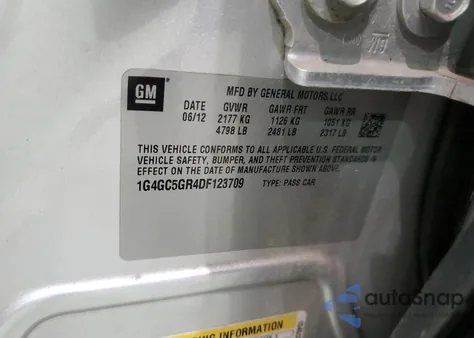 2013 Buick Lacrosse из США, поврежденный, VIN 1G4GC5GR4DF123709